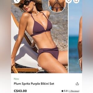 🆕 Cupshe S/M Plum Spritz Purple Bikini Set
